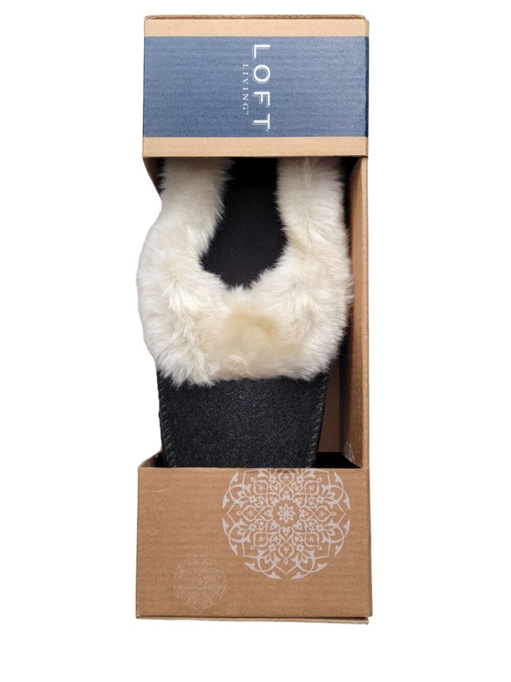 Loft Living Womens Memory Foam Slippers Med 7-8 Blue Faux Fur Non-Skid - Picture 4 of 6
